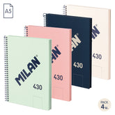Bloc Espiral Estándar Liso 90g | Milan | Cartón | Formato Estándar | Pack 4 Unidades